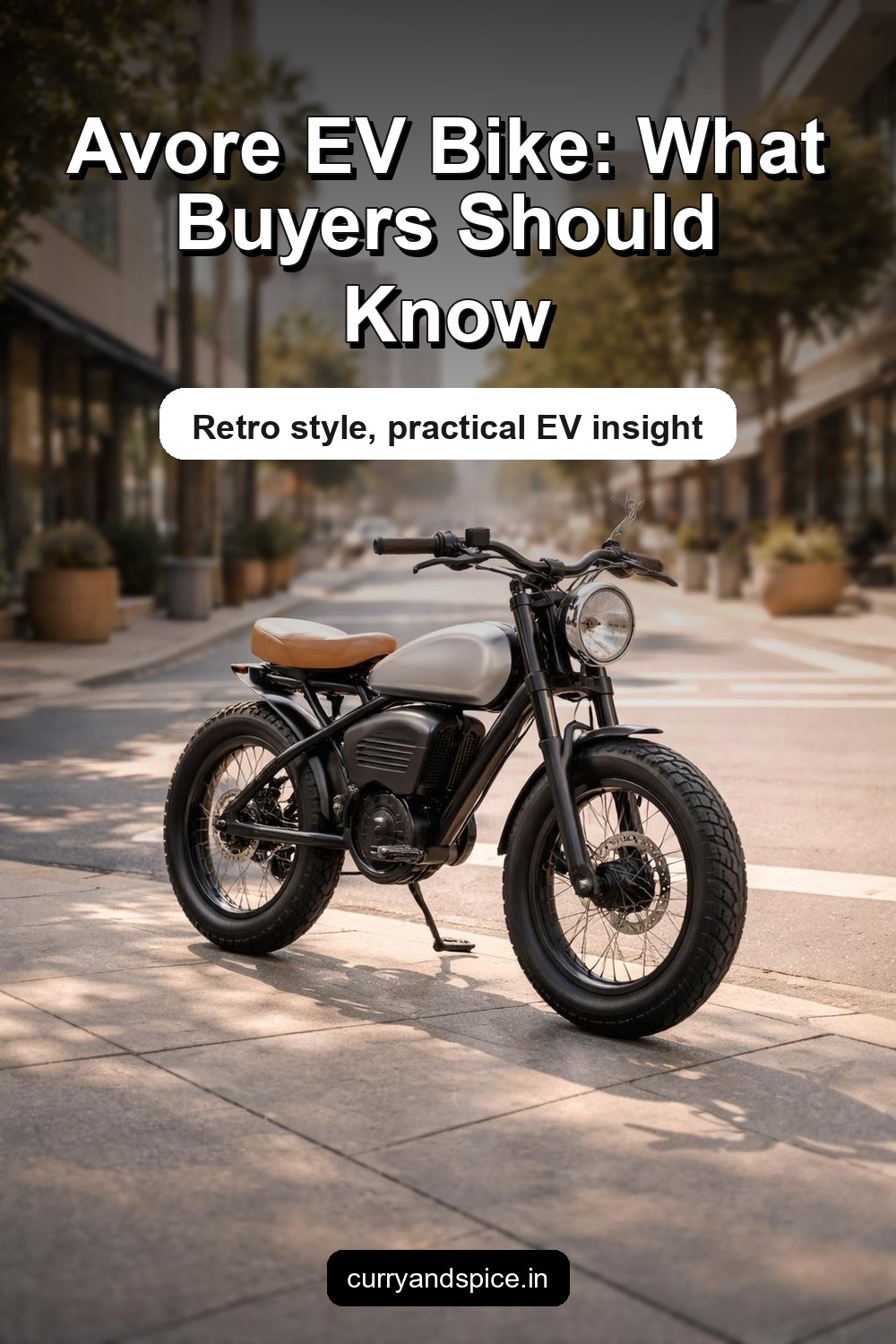 Pinterest image for Avore EV Bike Launched – Electric Powertrain, Retro Design, Premium Features