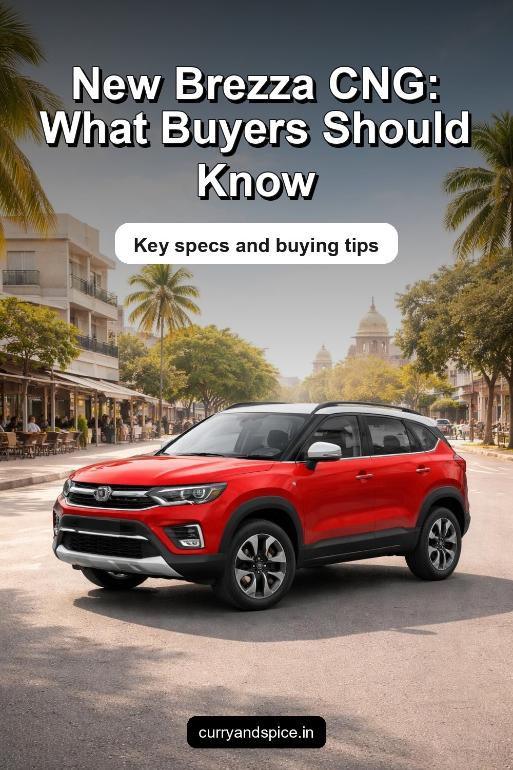 Pinterest image for Maruti Suzuki Brezza CNG Launched – Efficient CNG Power, Compact SUV Design, Premium Features