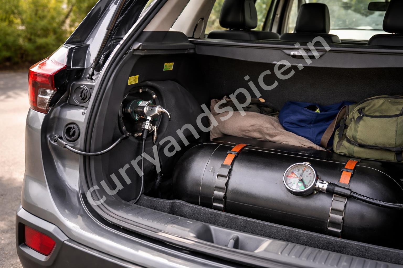 Compact suv cng fuel cap and boot area