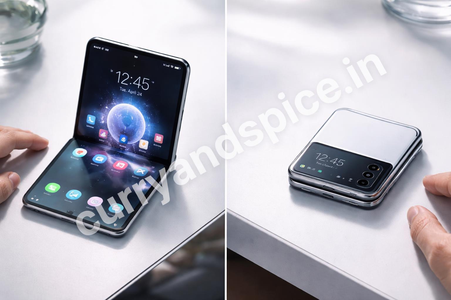 Foldable phone open and closed ai concept