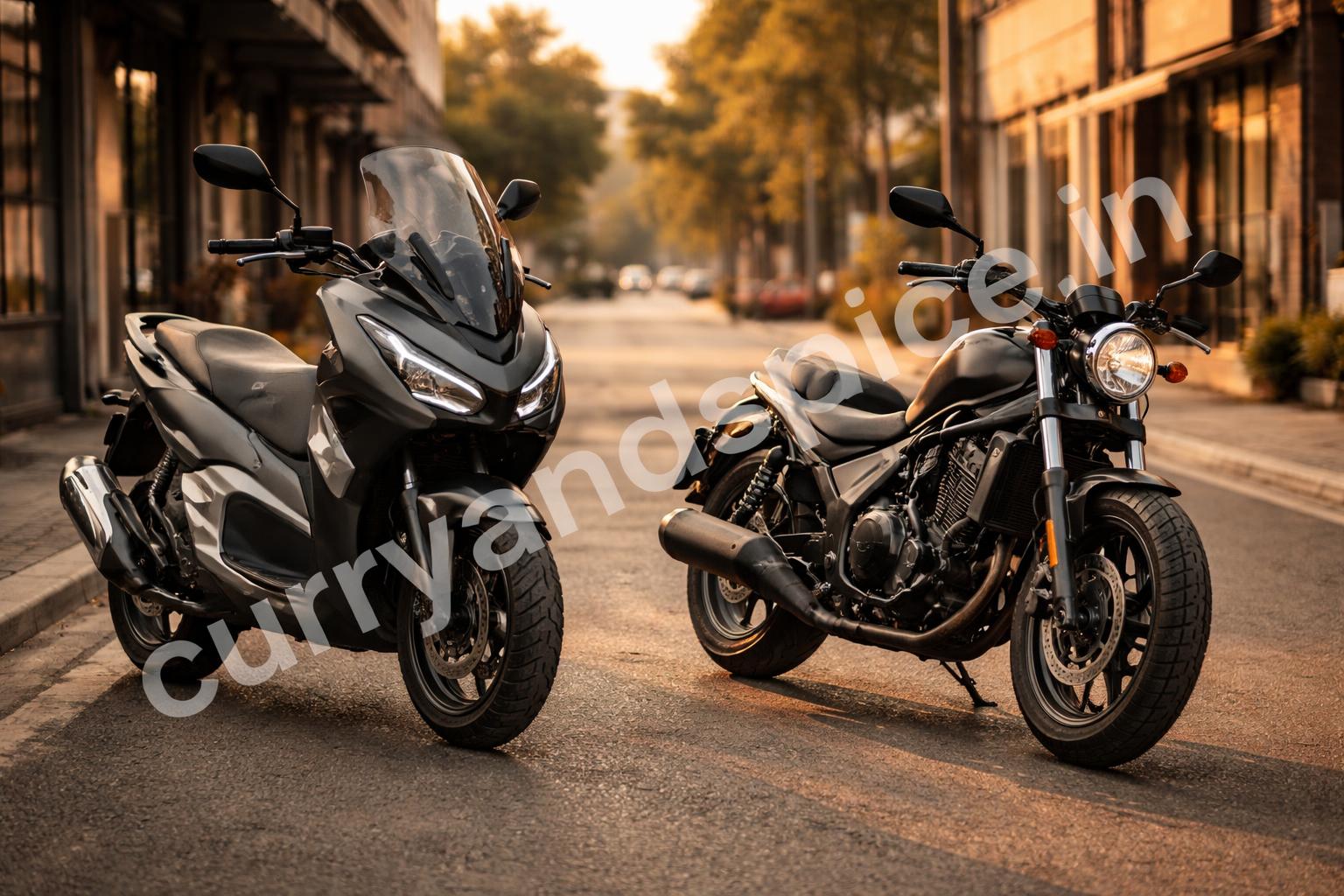 Honda adv 160 and rebel 300 side by side overview