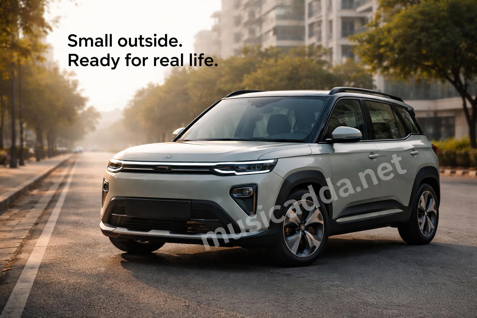 Kia syros ev front three quarter city view