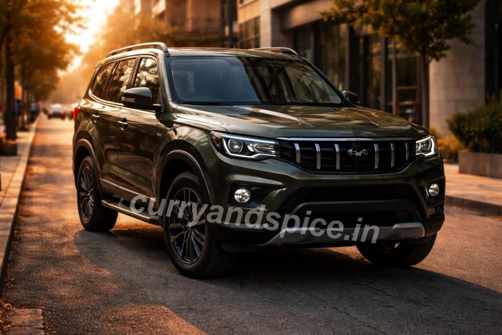 Mahindra scorpio n facelift front three quarter view