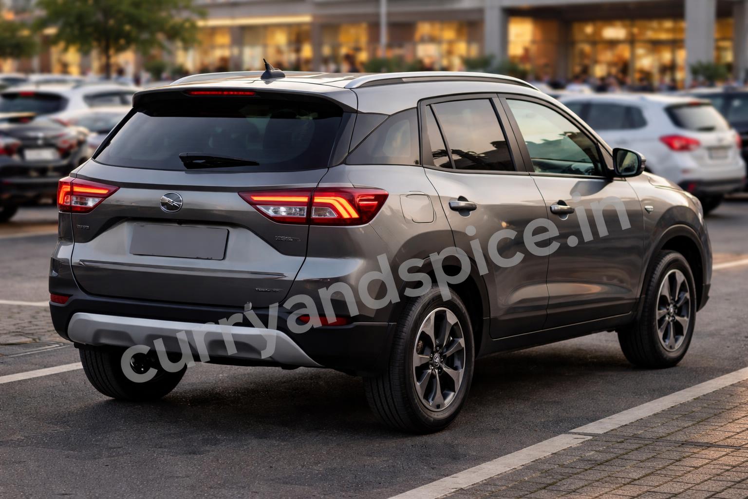Maruti brezza facelift rear design and parking lot scene