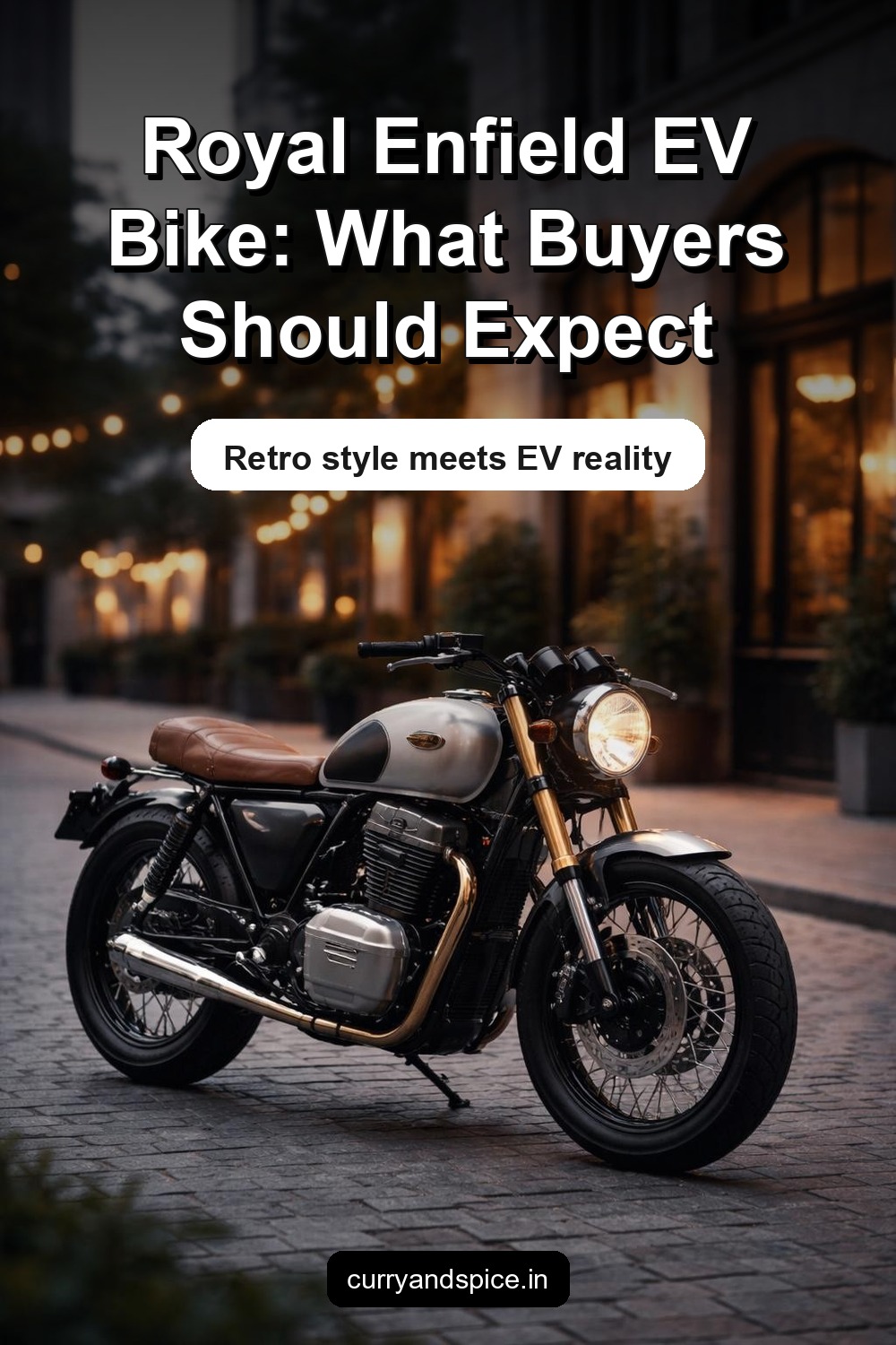 Pinterest image for Royal Enfield EV Bike Launched – Electric Powertrain, Retro Design, Premium Features