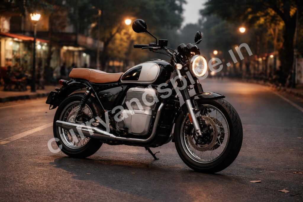 Royal enfield ev bike retro electric street view